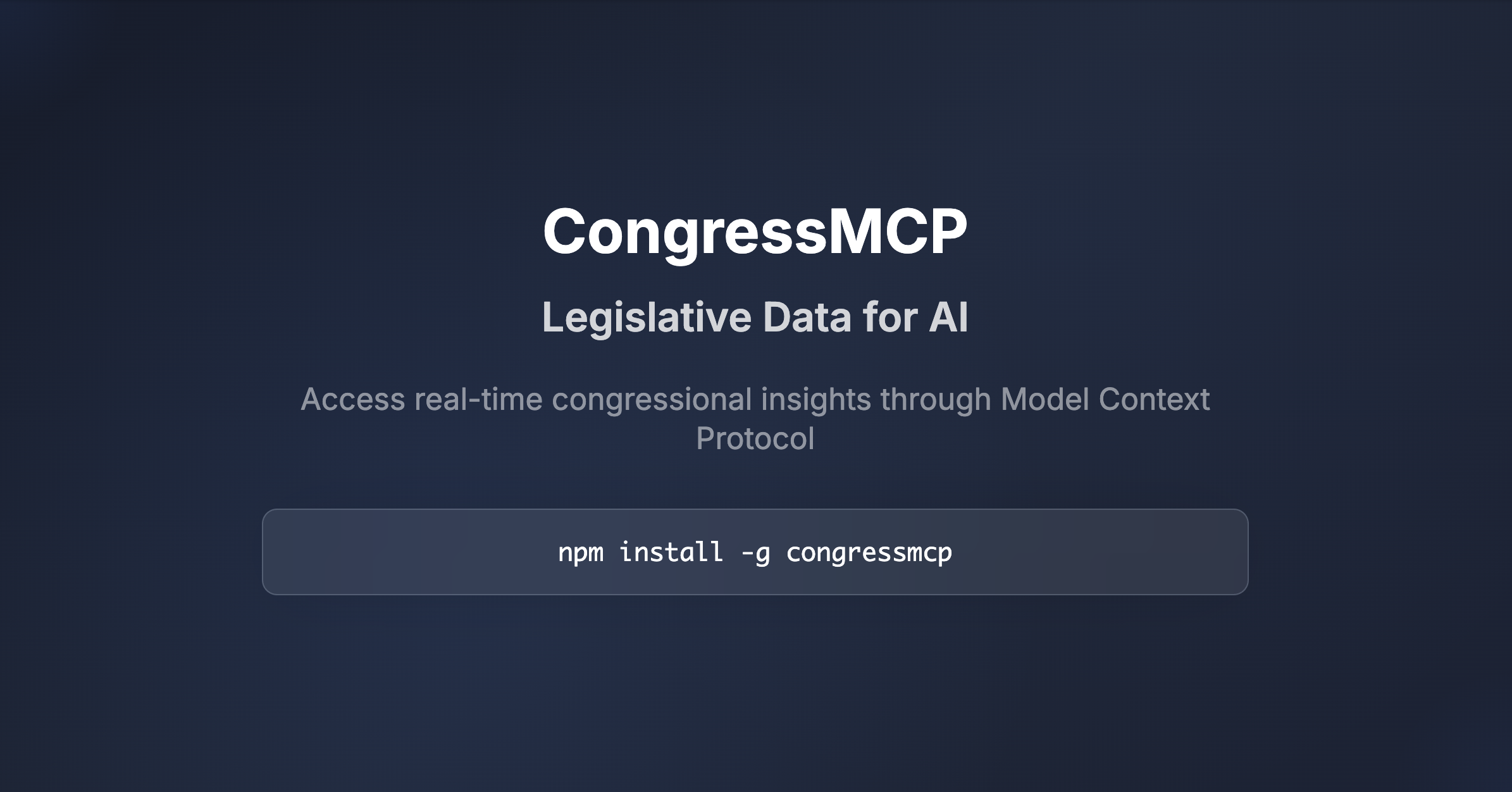 CongressMCP - Open Source MCP Server for Congressional Data